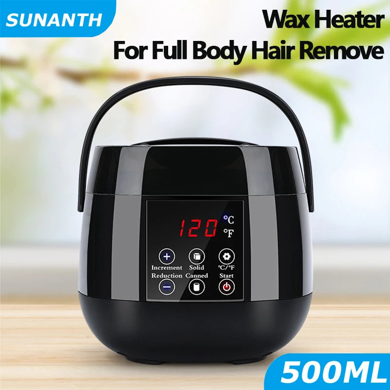 500ML Wax Heater Set For Body Hair Removal Unisex / Black And White Color Electric Display Screen Wax Heater / 200g Wax Beans Main image
