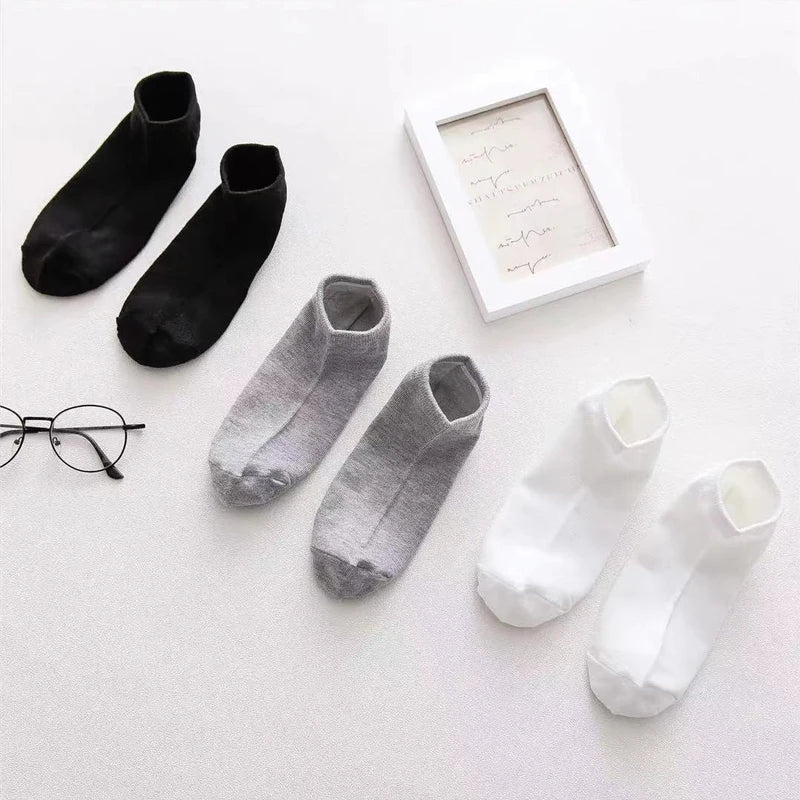 10/20/30Pairs Men's Socks Ankle Socks White Black Breathable Comfy Sweat-absorbing Boat Socks Unisex Casual Solid Short Socks
