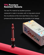RideNow 700c Tpu Inner Tube 700Cx18-32C/32-47C Road Gravel Bike Plastic Valve & Removable Metal Valve Core External Thread Tube