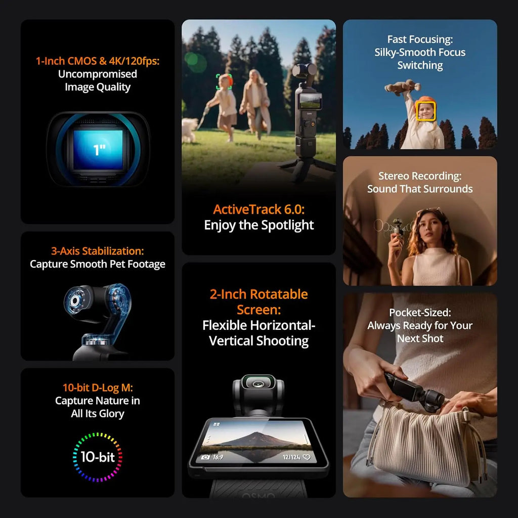 [New&Original] DJI OSMO Pocket 3 Powerful 1-Inch Sensor 4K/120fps 2-Inch Rotatable Touchscreen Original Brand New EU Stock