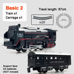 Classical Railway Freight Train Toy Electric Train Track Set with Light Tracks Model Toys for Kids Gift Children Adult Toy