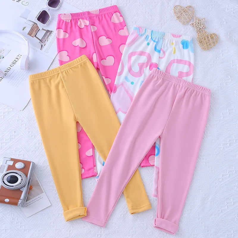 3/4-piece Autumn/Winter Children's Multi-color Combination Fashionable Slim Fit Leggings For Girls Sports And Casual Warm Pants