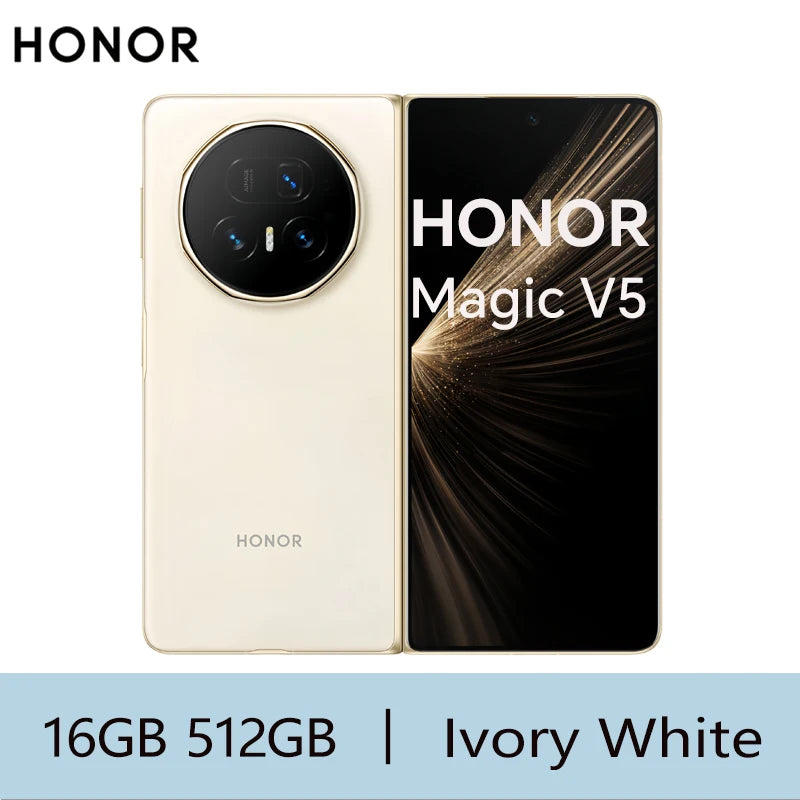 HONOR Magic V5 Global Version Original 5G Smartphone Dual HDR OLED Display Snapdragon 8 Elite 5820mAh 7.95" 66W SuperCharge