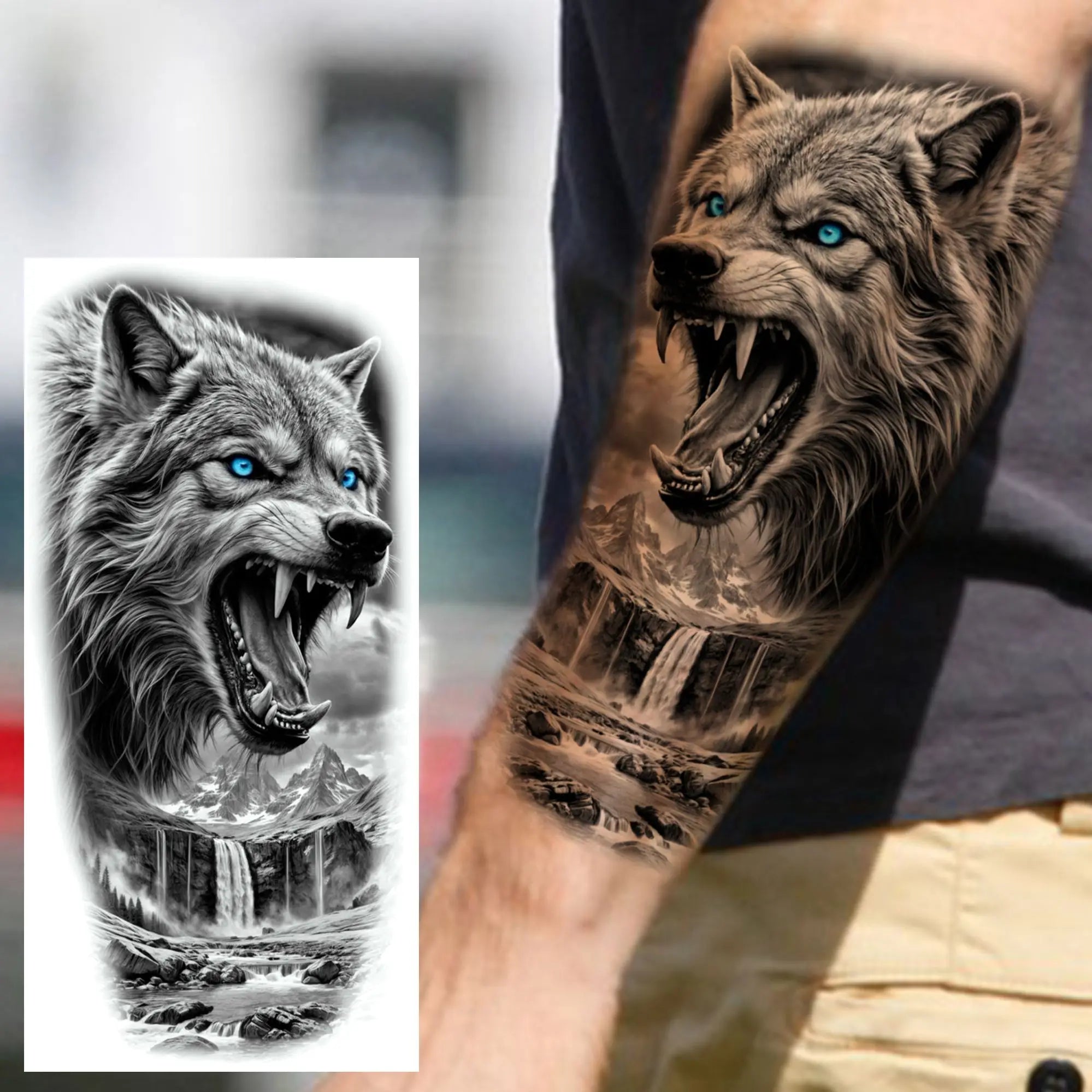 1 Sheet Cobra Snake Dragon Scorpion Temporary Tattoos For Men Women Waterproof Long Lasting Lion Tiger Wolf Fake Tattoo Stickers
