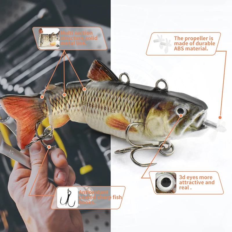 Automatic Swimbait Electric Robotic Fishing Lure 4-Segement Auto Multi Jointed Bait USB Rechargeable Wobbler Pesca Accessories