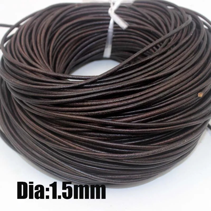 2 Meters Retro High Quality Genuine Leather Cord 1.5-10mm Round/Flat Strand Cow Leather Rope Fit Necklace Bracelets DIY Jewelry