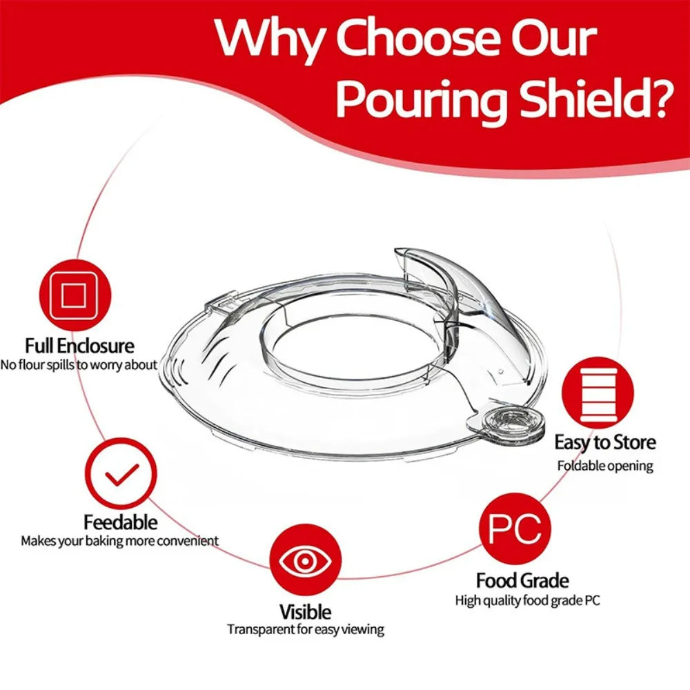 Pouring Shield Splash Guard, Detachable Flip Top Lid for KitchenAid 4.5-5QT Tilt Head Stand Mixer, Mixer Bowl Accessories Secondary image