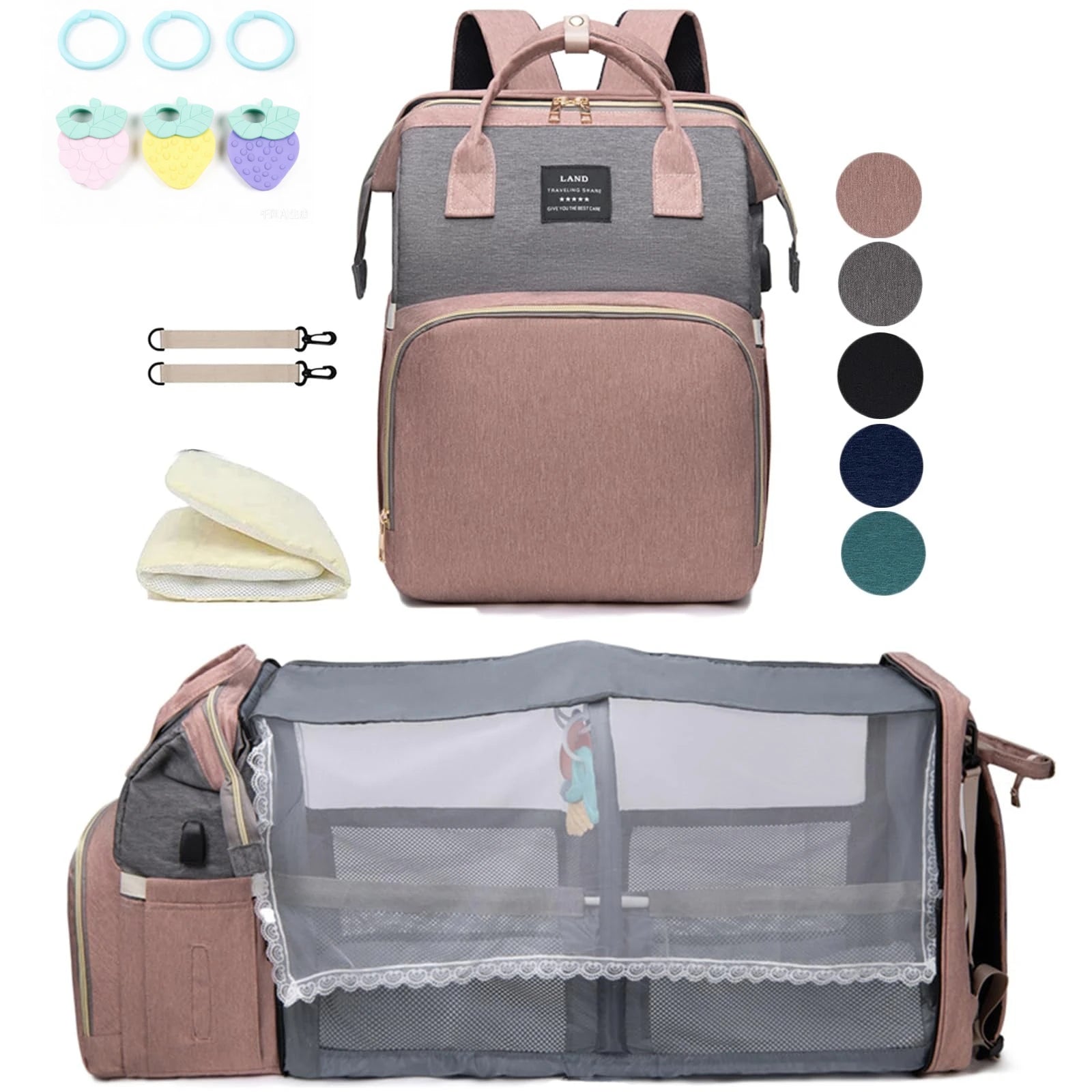 Mommy Bag Lightweight Portable Folding Crib Bed Large-capacity Travel Maternity Bags Baby Backpack Female Mommy Outting Bag