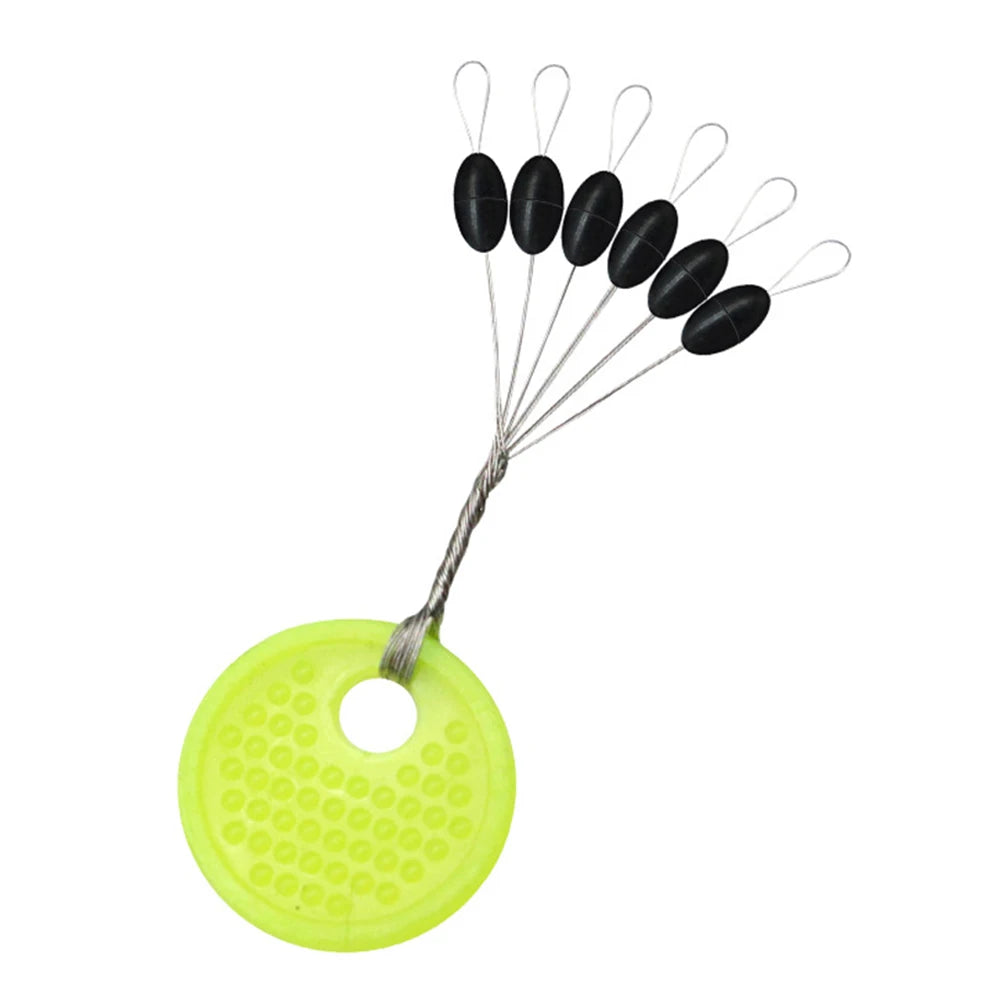 60/120PCS 10/20 Group Set Rubber Silicon Space Bean Sea Carp Fly Fishing Black Rubber Oval Stopper Fishing Float Fishing Bobber