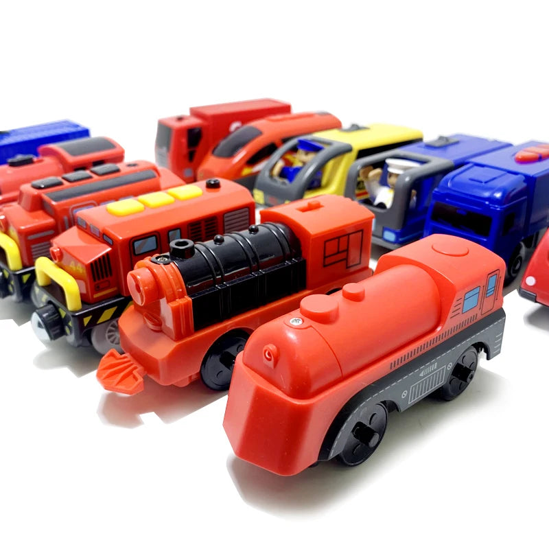 Electric Train Locomotive Magnetic Car Diecast Slot Fit All Brand Wooden Train Track Railway For Kids children's Toy W02