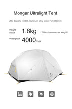 Naturehike Mongar UL 2 Tent 2 Person Backpacking Tent 20D Ultralight Travel Tent Waterproof Hiking Survival Outdoor Camping Tent