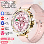 Fashion Zircon Smart Watch 1.46" AMOLED Screen 5.4 Bluetooth Call Heart Rate Temperature Monitoring Women Smartwatch Pedometer