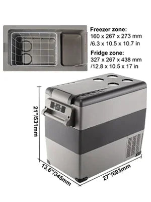 VEVOR  35L 45L 55L Car Refrigerator Mini Fridge Freezer Portable Compressor Cooler 12/24V DC 110-240V Ice Box for Camping