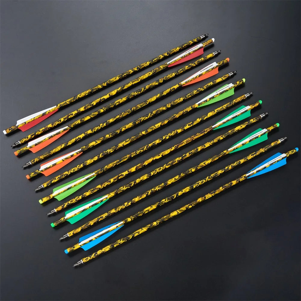 6/12/24pcs 20'' Archery Crossbow Bolt Carbon Arrow with 4-inch Feather ID7.6mm  Outdoor Hunting Sports Practice Crossbow Arrows