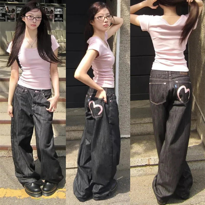 2025 Autumn Winter Women's Denim Jeans Y2K Wide Fit Baggy Jeans Grunge Harajuku Cowboy New In Pants Korean Mom Jeans Punk Retro Main image