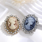 Vintage Victorian Design Queen's Cameo Brooch Pin, Antique Wedding Beauty Jewelry Gift, Elegant Style