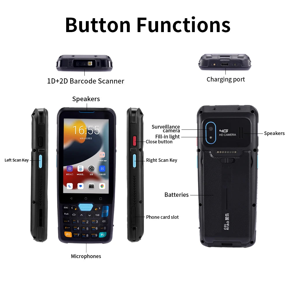 YK957 JR Android 2d Qr Code Reader Handheld Terminal Pda Android Barcode Scanner with Nfc Rfid Reader Medical Device Pdas 4+64g Main image