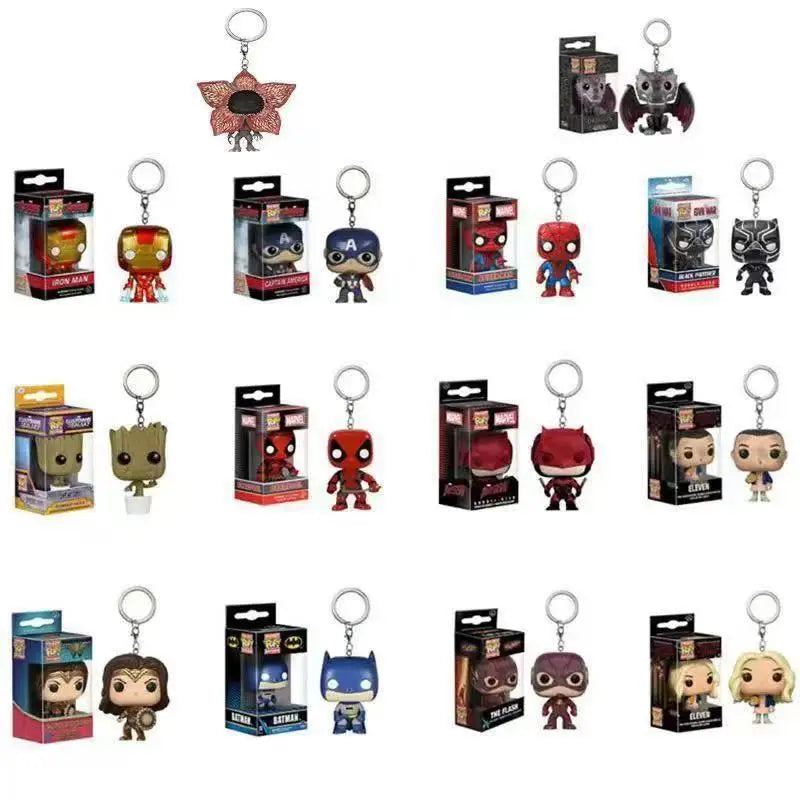 Funko Pop Iron Man Spider-Man Black Panther Captain America Toy Pendant Peripheral Keychain Boy Birthday Gift Christmas Gift