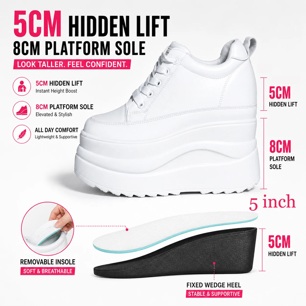 Fujin 13cm 2025 Genuine Leather Platform Wedge Flats Shoes Chunky Sneaker Casual Comfy High Brand Fall Autumn Walking Shoes