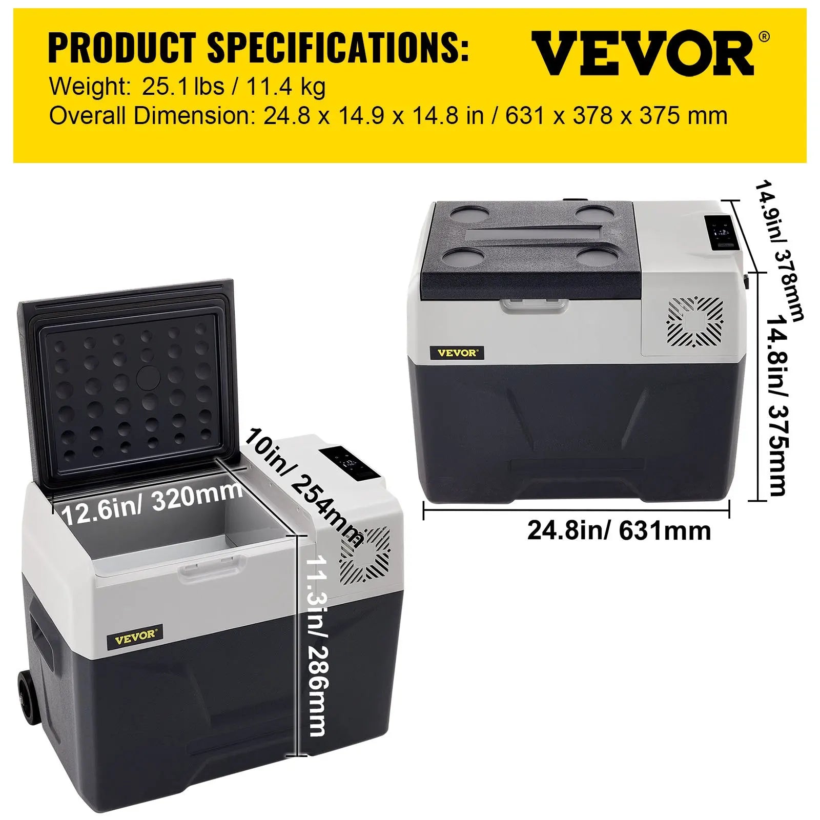 VEVOR 15L-55L portable small refrigerator car refrigerator car truck mini cooler, suitable for driving, traveling, and home use