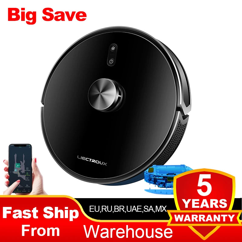 Liectroux / LILIN X6 Robot Vacuum Cleaner,Laser System,Wet Dry Mopping,6500Pa, Multi-Floor Map,Zone Cleaning,APP Restricted Area Main image