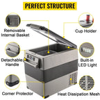 Sihao 15L-55L Portable Compressor Fridge Freezer, Mini Cooler for Outdoor Camping BBQ Picnic, Car Vehicle Refrigerator Cooler for Travel Road Trip, Electric Compressor Fridge Freezer Mini Cooler Box
