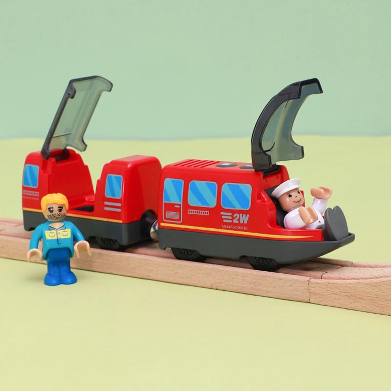 Battery Operated Locomotive Pay Train Set Fit for Wooden Railway Track Powerful Engine Bullet Electric Train for Boys Girls Gift