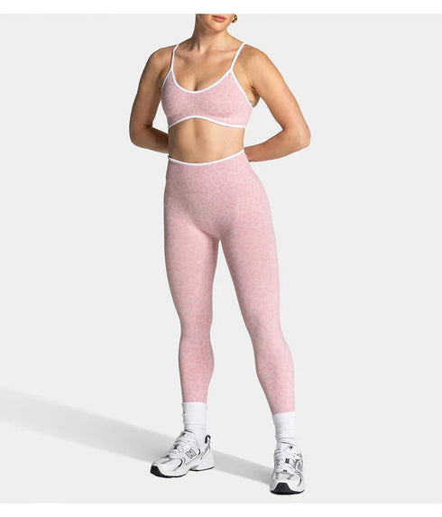 Teveo Tight-fitting Leopard-print Seamless Yoga Pants with Nude-skin High Elasticity Suitable for Fitness Running Pants
