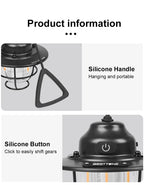 Portable Camping Lanterns Retro Hanging Tent Lamp Waterproof Dimmable Camping Light 1200mAh for Hiking Fishing Emergency Lantern