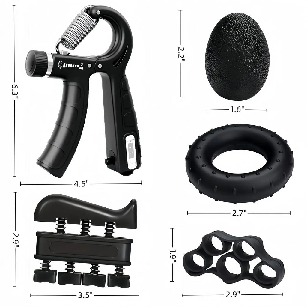 6 Pack Hand Grip Strengthener Kit, Adjustable Resistance Counting Hand Gripper, Finger Exerciser, Grip Ring & Stress Relief Ball for Forearm Workout, Wrist Rehabilitation Training