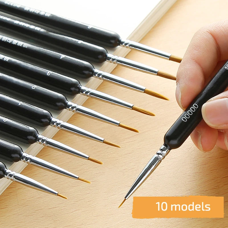 4/5/10pcs Miniature Hook Line Pen art painting brushes weasel hair paint brush gouache watercolor oil paint artists Hand Painted Main image
