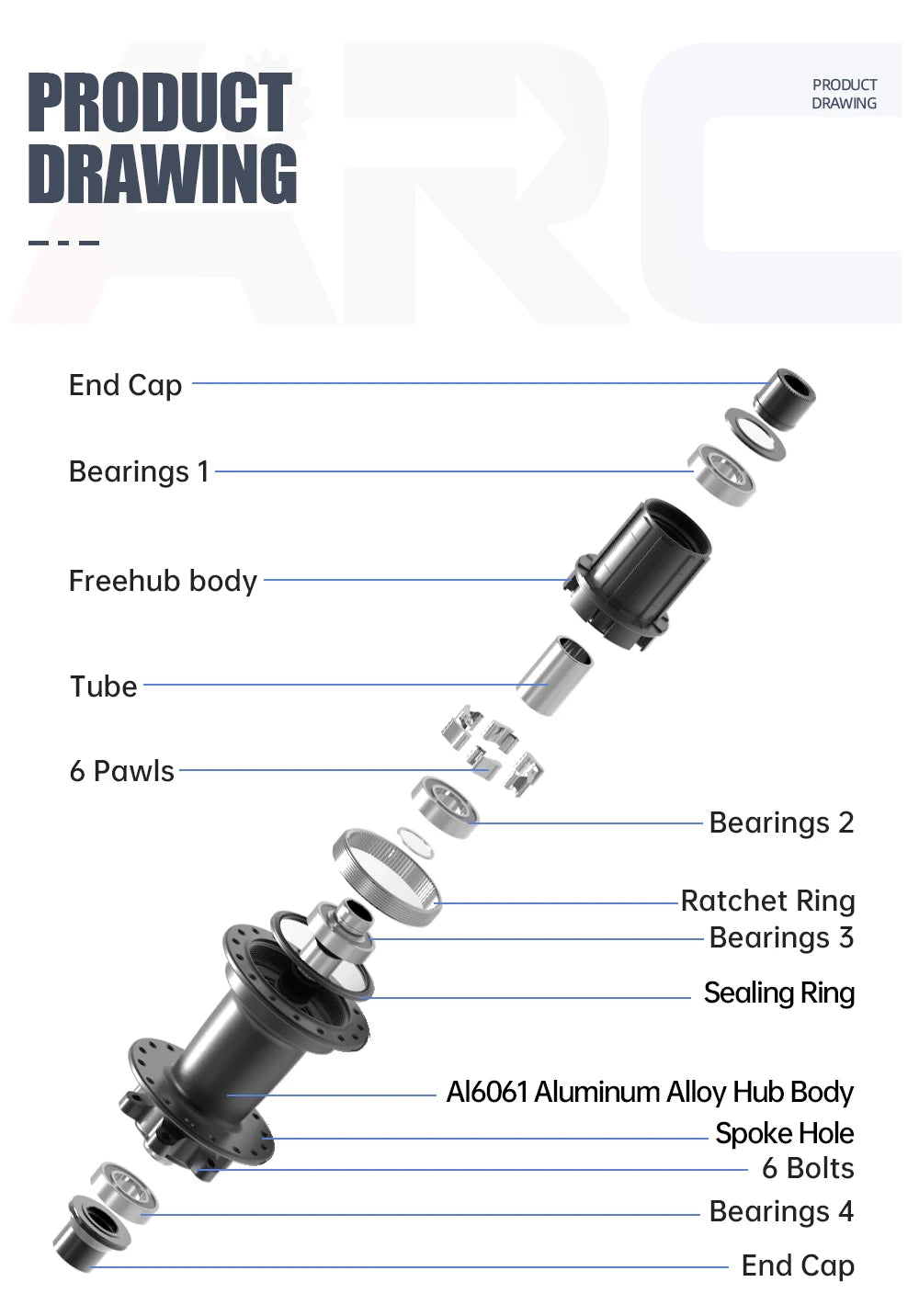 ARC MT088 MTB Hub 6 Pawls 180 Clicks Sealed Bearing Hub Front 9x100 15x100 Rear 10x135 12x142 Bicycle Cube 8 9 10 11 12 Speed