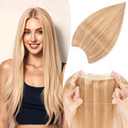 TESS Wire Hair Extensions Invisible Straight Wire Remy Human Hair Extensions with Transparent Line Clip In Hair Weft For Women