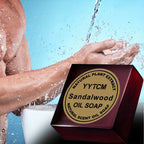 Sandalwood Soap, Men's Fragrance Soap, Long-Lasting Light Fragrance, Bath, Hand-Washing, Face-Washing Soap, Gentle Skin Care, Gift-Giving, Personal Use 65G/Piece