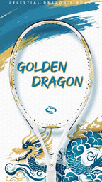 Golden-Dragon Carbon Fiber Tennis Racket For Adults, Ideal for Intermediate Training, Chinese Style Dragon, 50~60lbs, Free Gifts