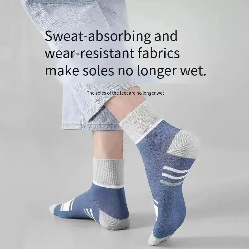 Men's 100% Cotton Casual Socks for Spring and Summer, Men's Antibacterial & Deodorant Business Socks, High-Quality Sports Socks