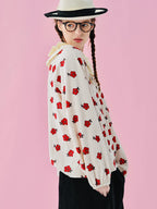 IMAKOKONI Original Design Collar Floral Long Sleeve Hoodie T-shirt for Summer Women 244968