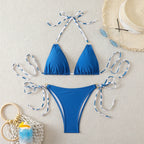 Sexy Triangle Bikini 2026 Women`s Swimsuit Halter Tie Back Micro Bikinis Sets Lace Up Female Swimwear Beach Wear Bathing Suits