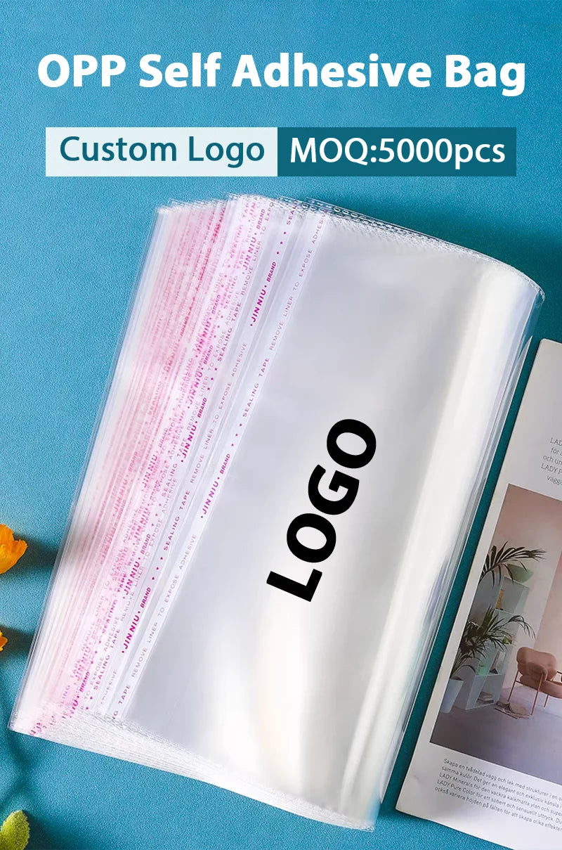 100PCS Opp Self-adhesive Transparent Plastic Bag Clothing Jewelry Packaging Self adhesive Biscuit Candy Packaging Cellophane Bag