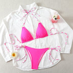 Sexy Triangle Bikini 2026 Women`s Swimsuit Halter Tie Back Micro Bikinis Sets Lace Up Female Swimwear Beach Wear Bathing Suits