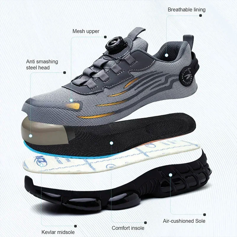 Men's Safety Shoes Protection And Elastic Safety Boots Fashionable Casual Shoes Breathable Odor Protection Men's Work Shoes