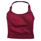 Gym Top Women Clothes Strappy Workout Tank Top Padded Sports Bra Backless Yoga Shirts Seamless Gym Crop Top Halter Fitness Vest