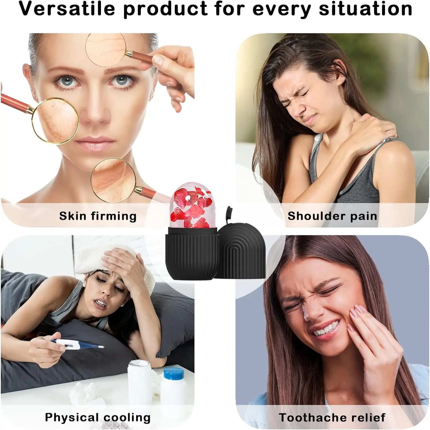 Silicone Ice Face Roller Contour and Shrink Pores,Remove Dark Circles,Massage Skin Beauty Facial Roller for Eyes,Neck,Care Tool