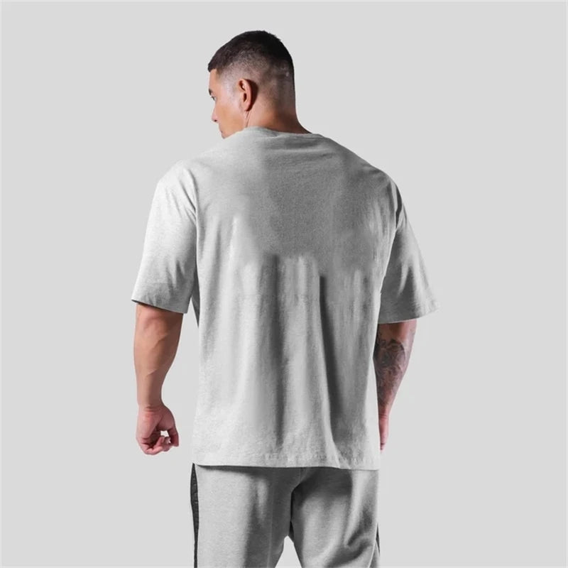 LYFT 100% Cotton Men's Gym T-Shirt Loose Fit Short Sleeve Sport Fitness Running Workout Training Shirt in Sizes M to XXXL