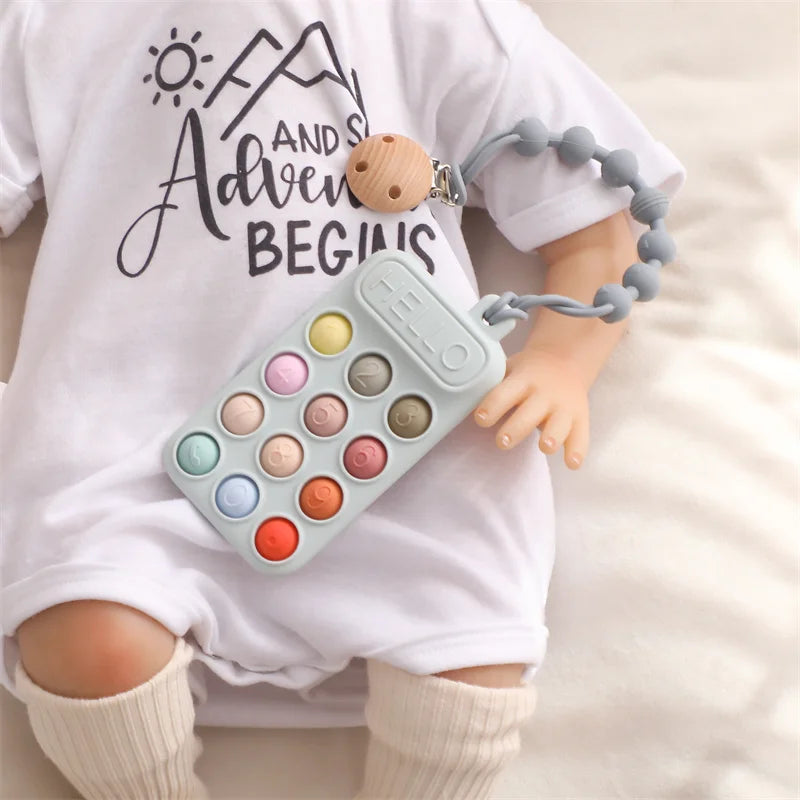 Baby Wooden Bear Phone Teether Toy Telephone Sleeping Pacifier Teething Flip Simulation Phone Toys Early Educational Toy Gifts