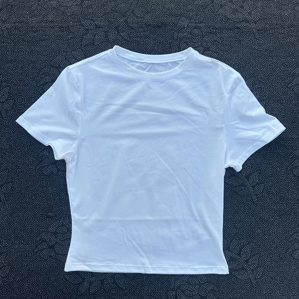 Solid color women's soft breathable yoga short-sleeved comprehensive training tight T-shirt with exposed belly button fitness sh