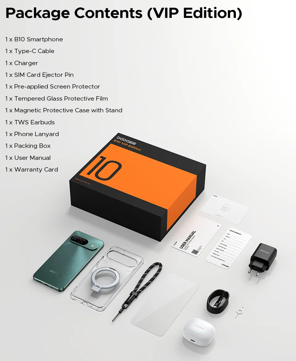 World Premiere DOOGEE B10 Smartphone 7600mAh Battery 6GB 256GB 6.6'' Display 64MP AI Camera Gemini AI Android 16 Mobile Phone