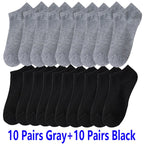10/20/30Pairs Men's Socks Ankle Socks White Black Breathable Comfy Sweat-absorbing Boat Socks Unisex Casual Solid Short Socks
