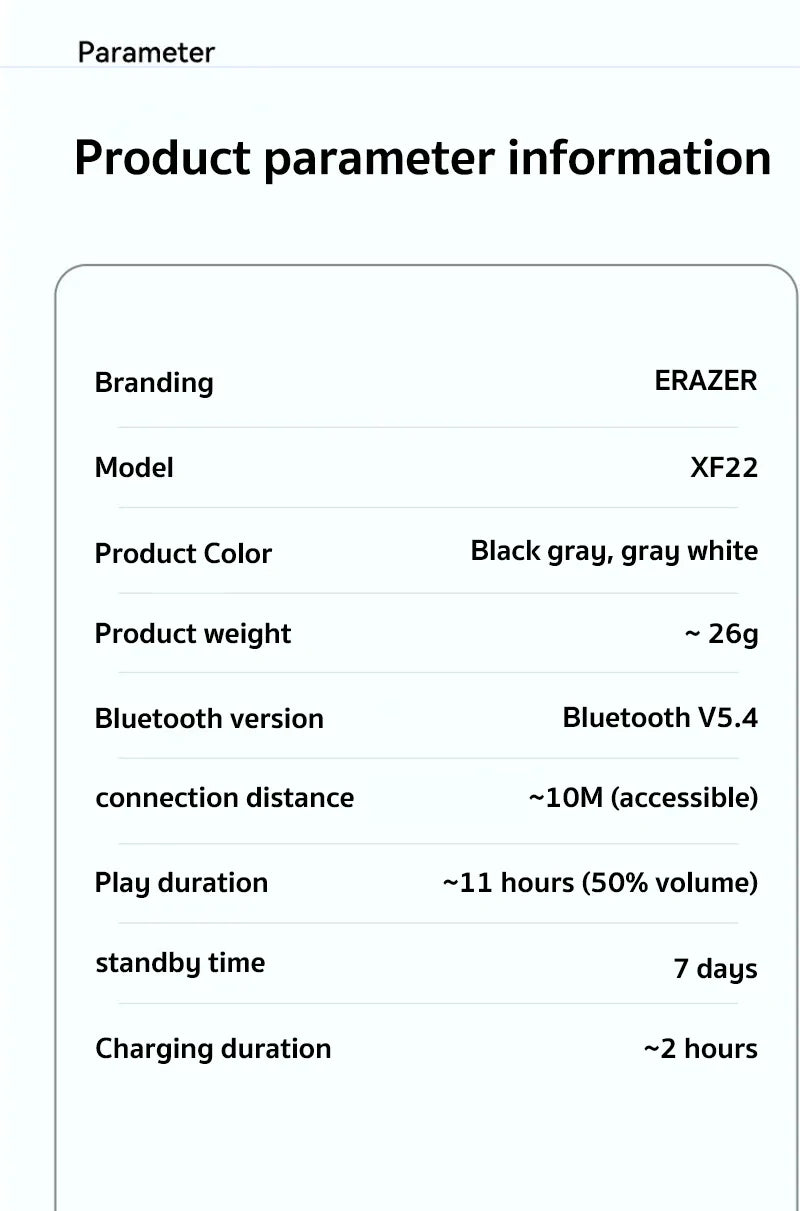Original ERAZER XF22 Earphone Bluetooth 5.4 Sports Wireless Headphones Bone Conduction Headsets with Mic Neckband headphones
