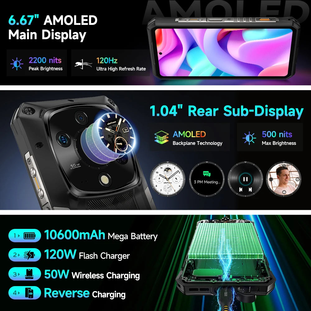【World Premiere】Ulefone Armor 28 Ultra 5G AI Rugged Phone 1TB ROM+32GB RAM Android Smartphone AMOLED 6.67" 10600mAh Mobile phone